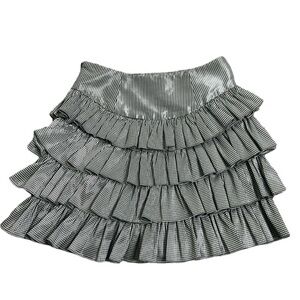 Betsy Johnson black and white tiered gingham ruffle mini skirt